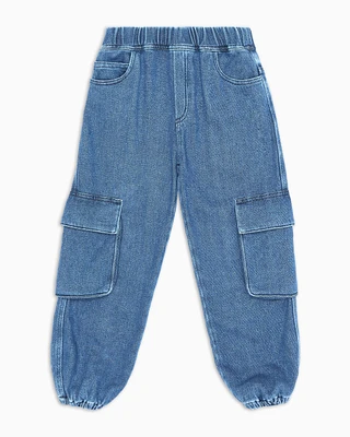 Viscose-blend denim cargo jeans