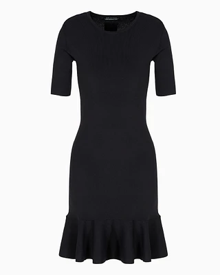 Midi dress with ruffled skirt and short sleeves