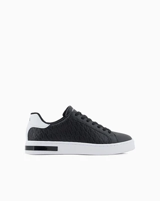 Lace-up sneakers with allover embossed logo