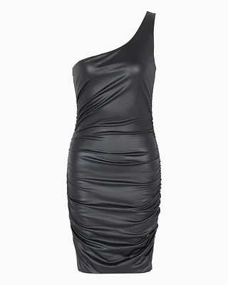 One-shoulder midi dress pleated fabric