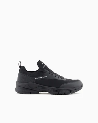 Fabric and mesh sneakers with logo