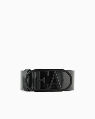 Leather waist belt with EA buckle