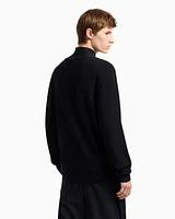 Armani Exchange - Full zip cardigan cotton and wool blend with ribs, Man, Navy Blue, Size: