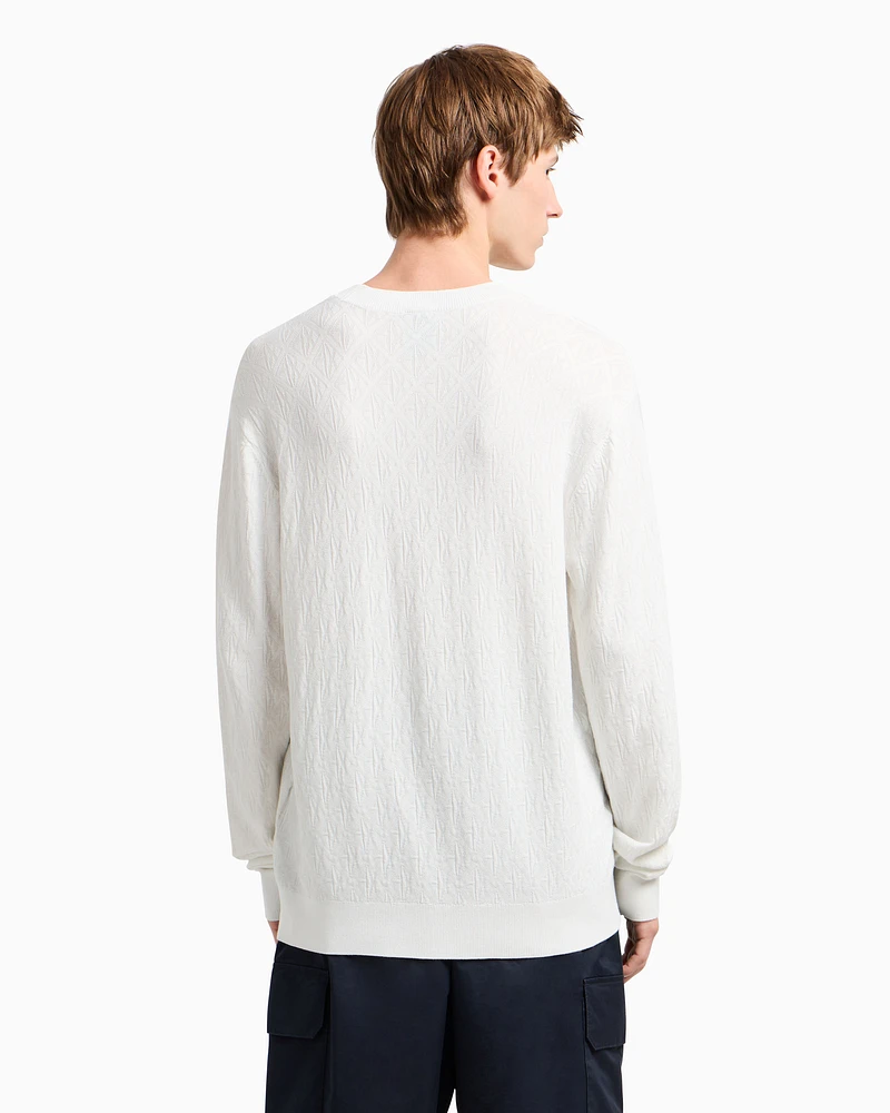 Armani Exchange - ASV Tone-on-tone Logo Crewneck Sweater, Man, White, Size: