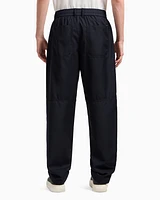 Armani Exchange - Rayon wide leg trousers with stitching details, Man, Navy Blue, Size: