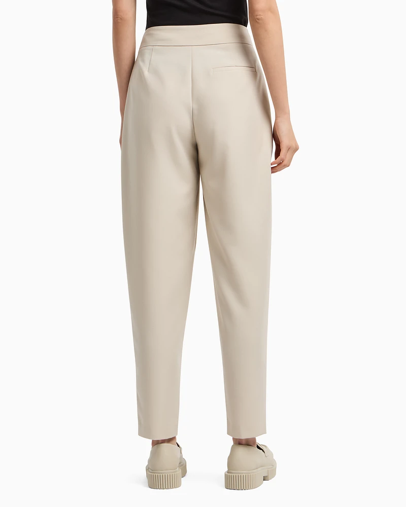 Armani Exchange - Twill pleated trousers, Woman, Beige, Size: