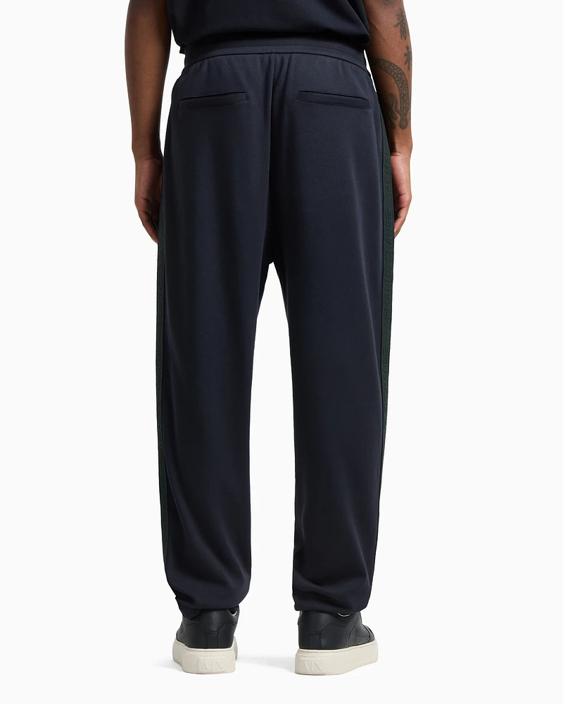 Armani Exchange - Regular fit trousers with contrasting band, Man, Navy Blue, Size: