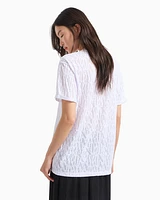Armani Exchange -  Relaxed fit T-shirt flamed fabric with logo, Woman, White, Size: