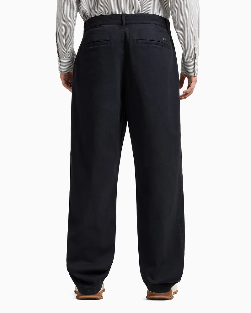 Armani Exchange - Over-fit trousers stretch cotton denim, Man, Navy Blue, Size: