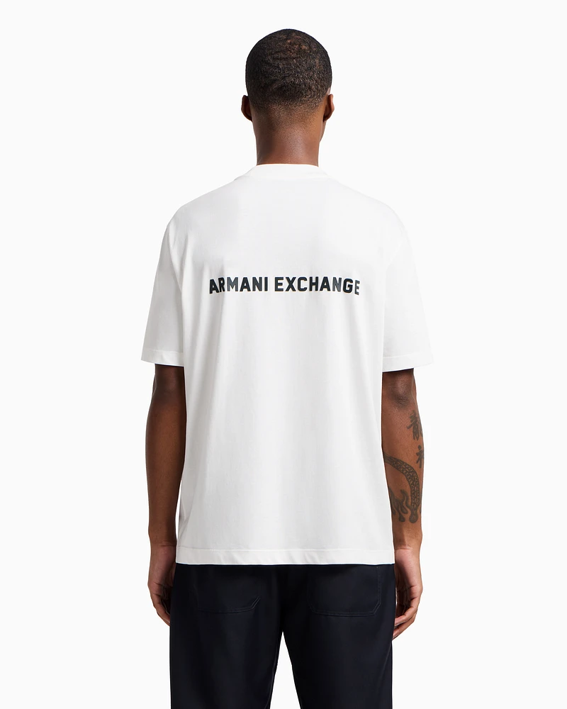 Armani Exchange - Regular fit T-shirt with logo print on front and back, Man, White, Size: