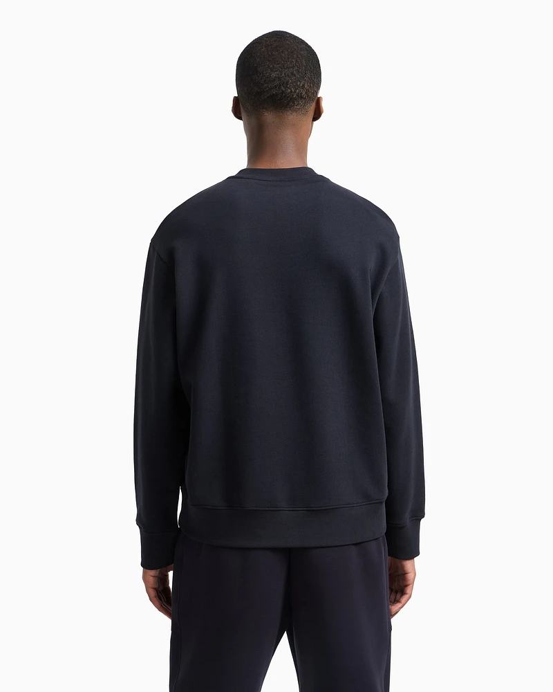 Armani Exchange - Crewneck sweatshirt with logo print on the chest, Man, Navy Blue, Size: