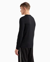 Armani Exchange - Pima Cotton Long Sleeve V-Neck T-Shirt, Man, Black, Size:
