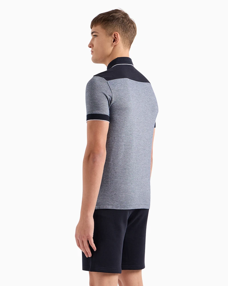 Armani Exchange - Cotton polo with contrasting details, Man, Navy Blue, Size: