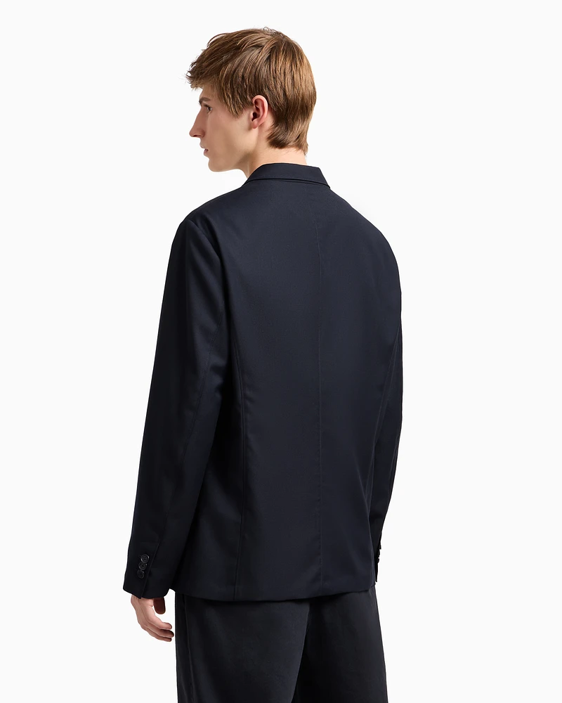 Armani Exchange - Single-breasted two-button jacket flowing fabric, Man, Navy_blue, Size: