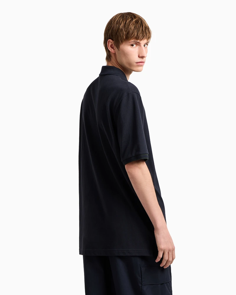 Armani Exchange - Regular fit polo with zip, Man, Navy Blue, Size: