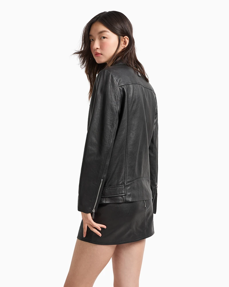 Armani Exchange - Used effect leather jacket, Woman, Black, Size: