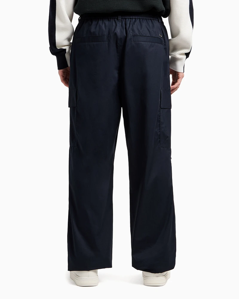 Armani Exchange -  Oversized cargo trousers cotton twill, Man, Navy Blue, Size: