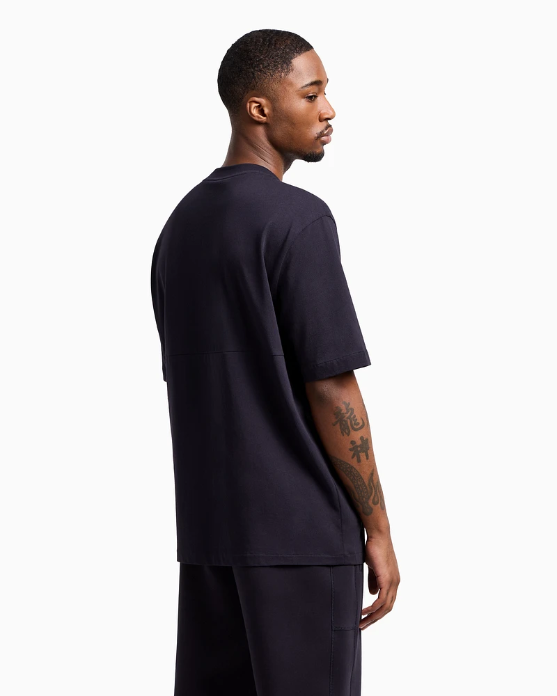Armani Exchange - Regular fit T-shirt with logo print, Man, Navy Blue, Size:
