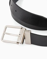 Armani Exchange - Leather belt set with two prongs, Man, Black, Size: TU
