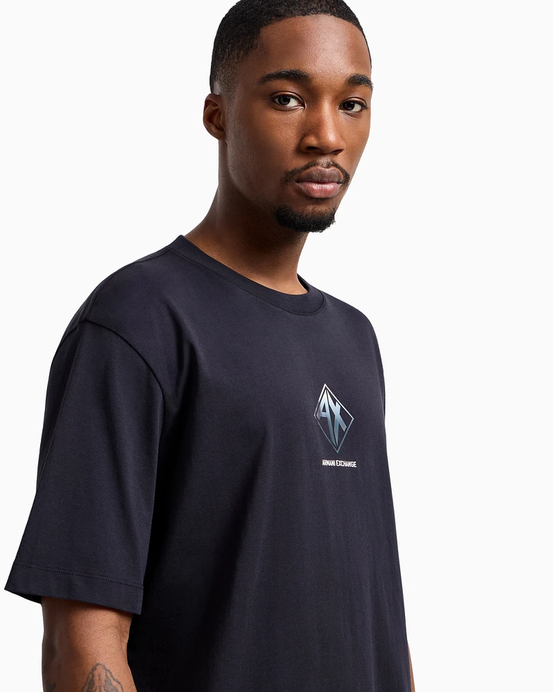 Armani Exchange - Regular fit T-shirt with logo print, Man, Navy Blue, Size: