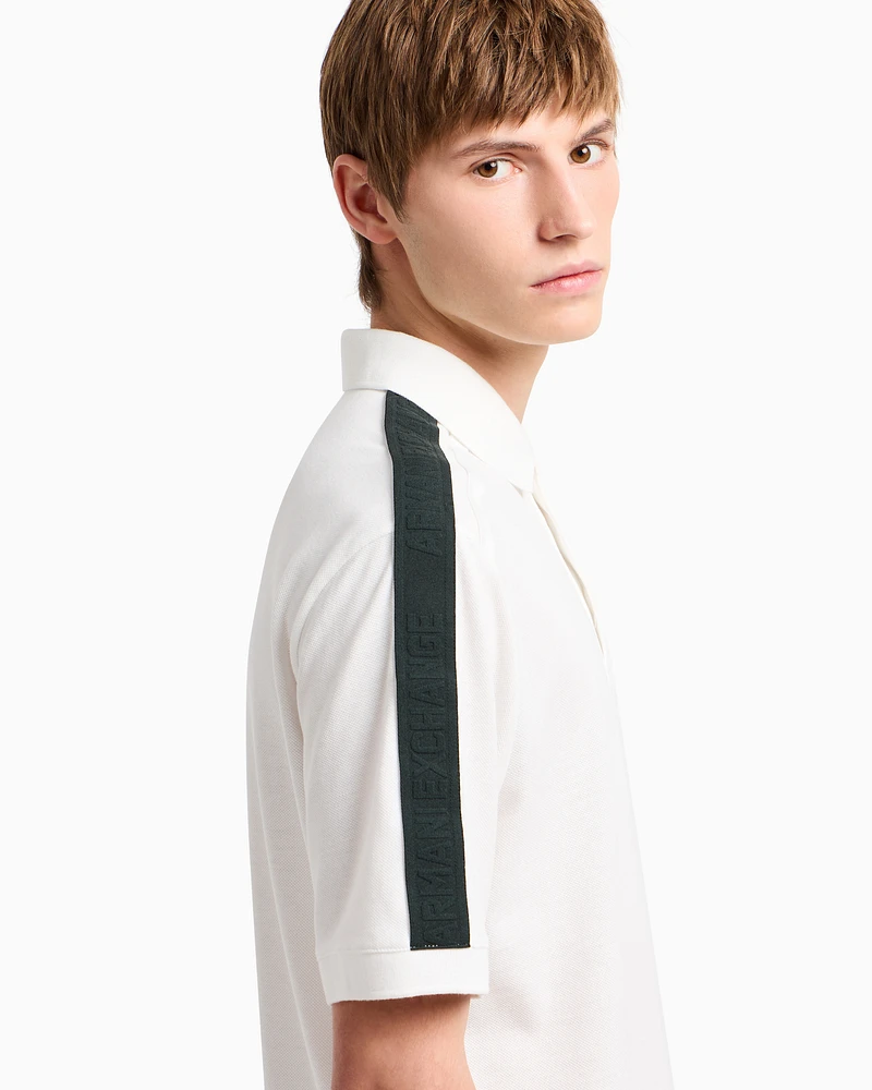 Armani Exchange - Regular fit piquet polo with shoulder bands, Man, White, Size: