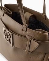 Armani Exchange - Large shoulder bag with ASV logo detail, Woman, Brown, Size: TU