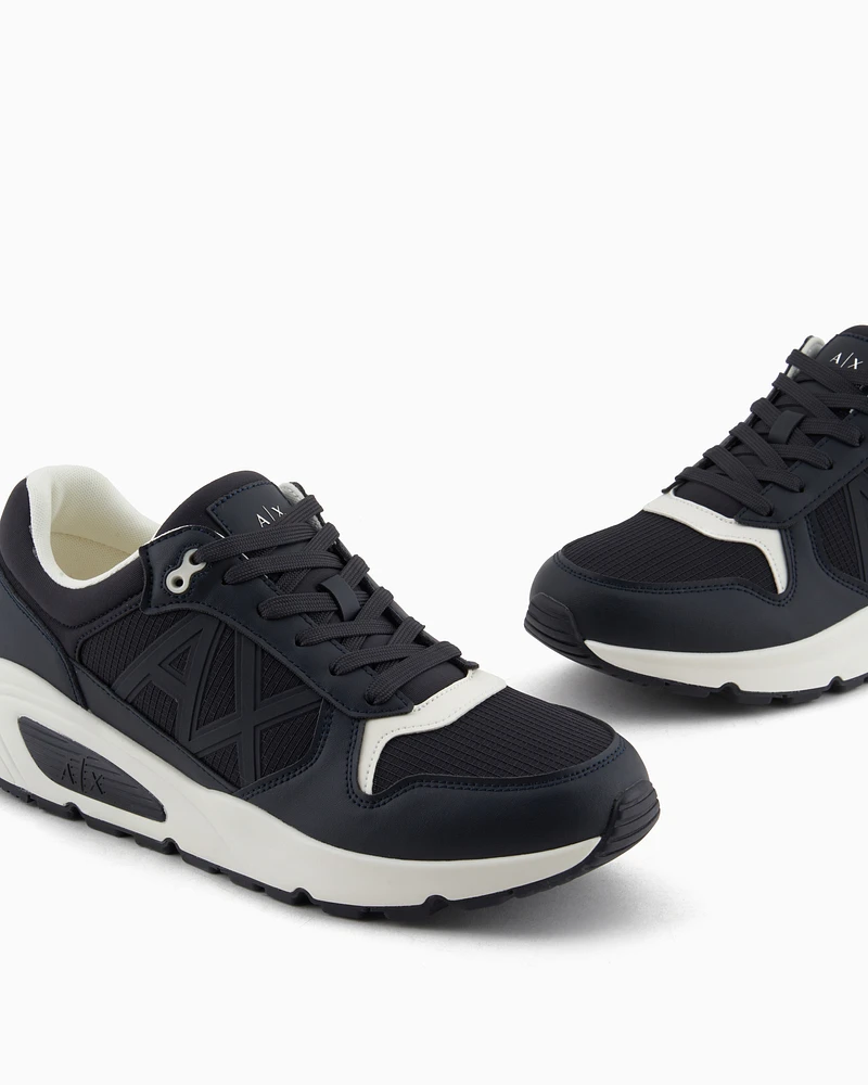 Armani Exchange - Sneakers with side logo and contrasting inserts, Man, Navy Blue, Size: