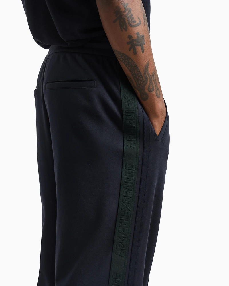 Armani Exchange - Regular fit trousers with contrasting band, Man, Navy Blue, Size: