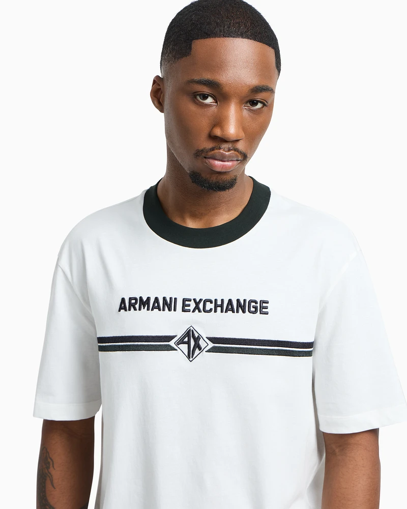 Armani Exchange - Regular fit T-shirt with logo print, Man, White, Size: