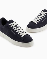 Armani Exchange - Leather sneakers with logo, Man, Navy Blue, Size: