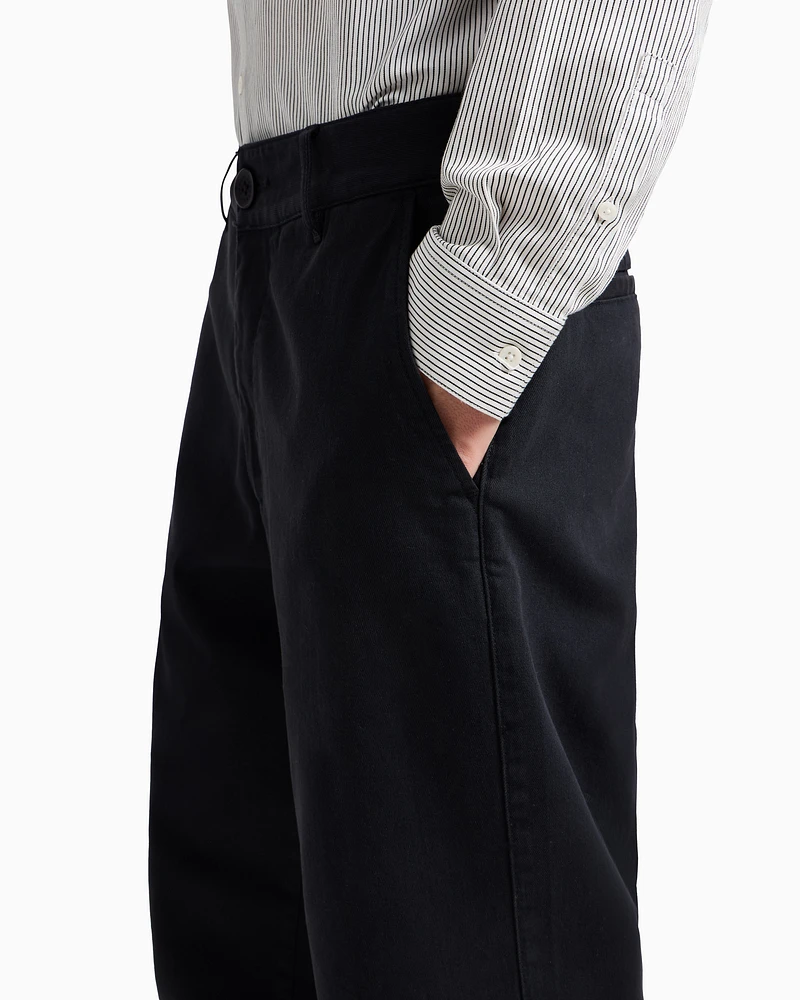 Armani Exchange - Over-fit trousers stretch cotton denim, Man, Navy Blue, Size: