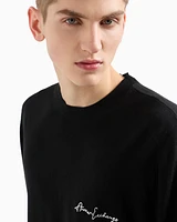 Armani Exchange - Wool blend crew neck sweater with chest logo, Man, Black, Size: