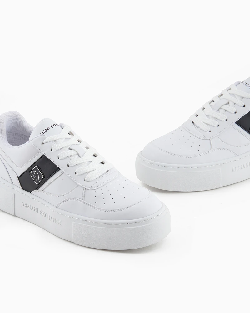 Armani Exchange - Sneakers with contrasting side band, Woman, White, Size: