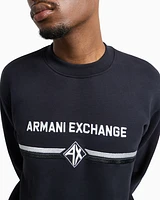 Armani Exchange - Crewneck sweatshirt with logo print on the chest, Man, Navy Blue, Size: