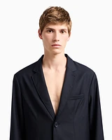 Armani Exchange - Single-breasted two-button jacket flowing fabric, Man, Navy_blue, Size: