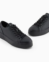 Armani Exchange - Leather sneakers with mesh insert, Man, Black, Size: