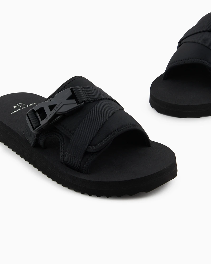 Armani Exchange - Slippers with crossed bands, Man, Black, Size: