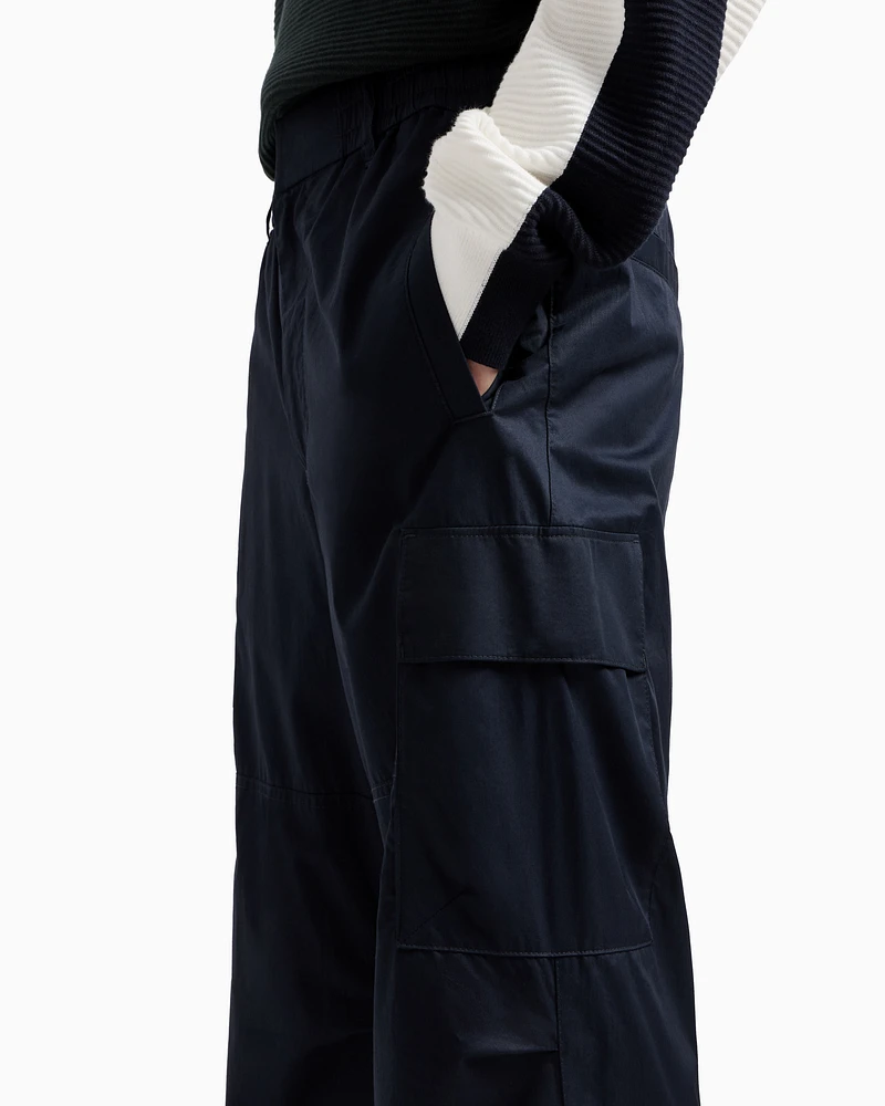 Armani Exchange -  Oversized cargo trousers cotton twill, Man, Navy Blue, Size: