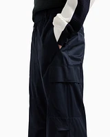 Armani Exchange -  Oversized cargo trousers cotton twill, Man, Navy Blue, Size: