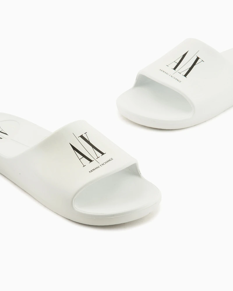 Armani Exchange - Slippers with Icon Project logo, Man, White, Size: