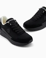 Armani Exchange - Mesh sneakers with rubber logo, Man, Black, Size: