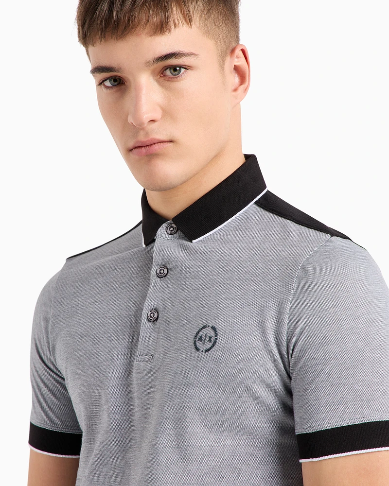 Armani Exchange - Cotton polo with contrasting details, Man, Black, Size: M