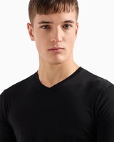 Armani Exchange - Pima Cotton Long Sleeve V-Neck T-Shirt, Man, Black, Size: