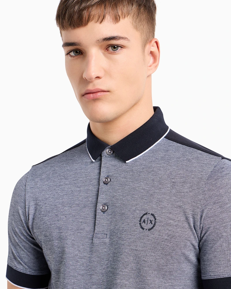Armani Exchange - Cotton polo with contrasting details, Man, Navy Blue, Size: