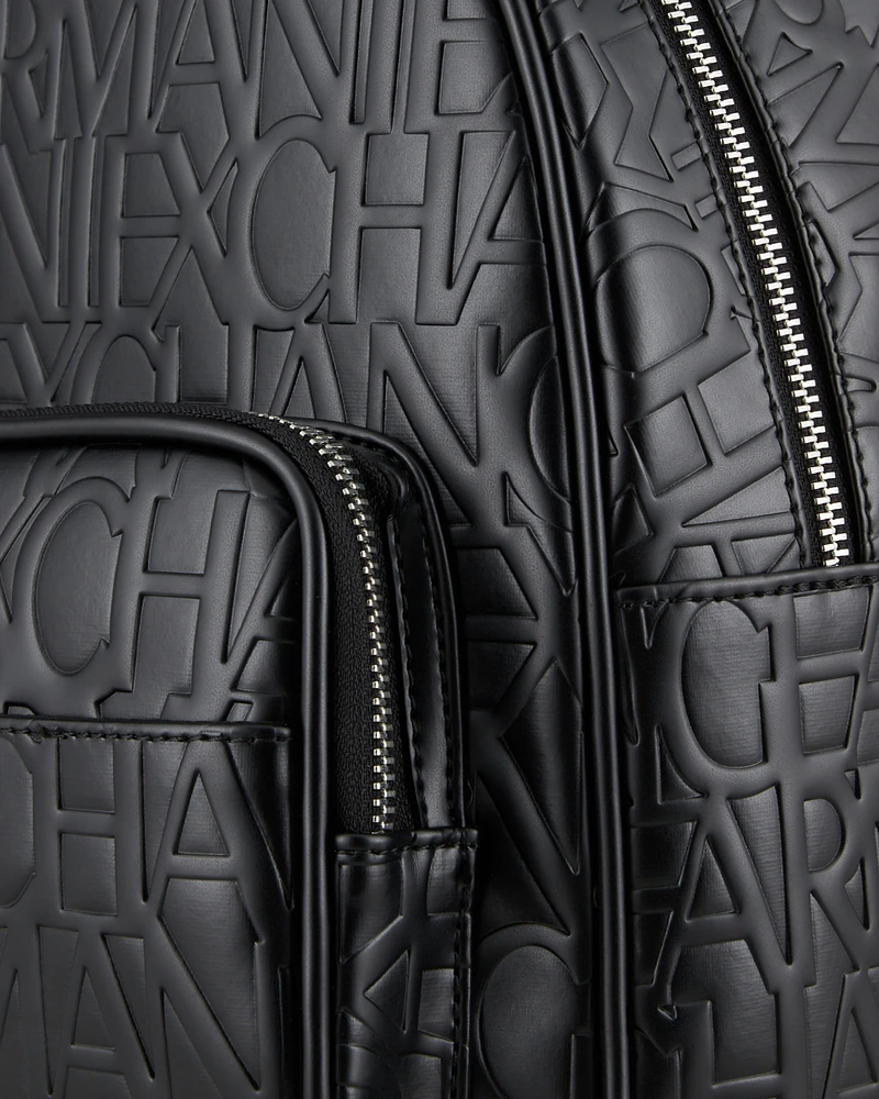 Armani Exchange - Backpack with allover embossed logo, Woman, Black, Size: TU
