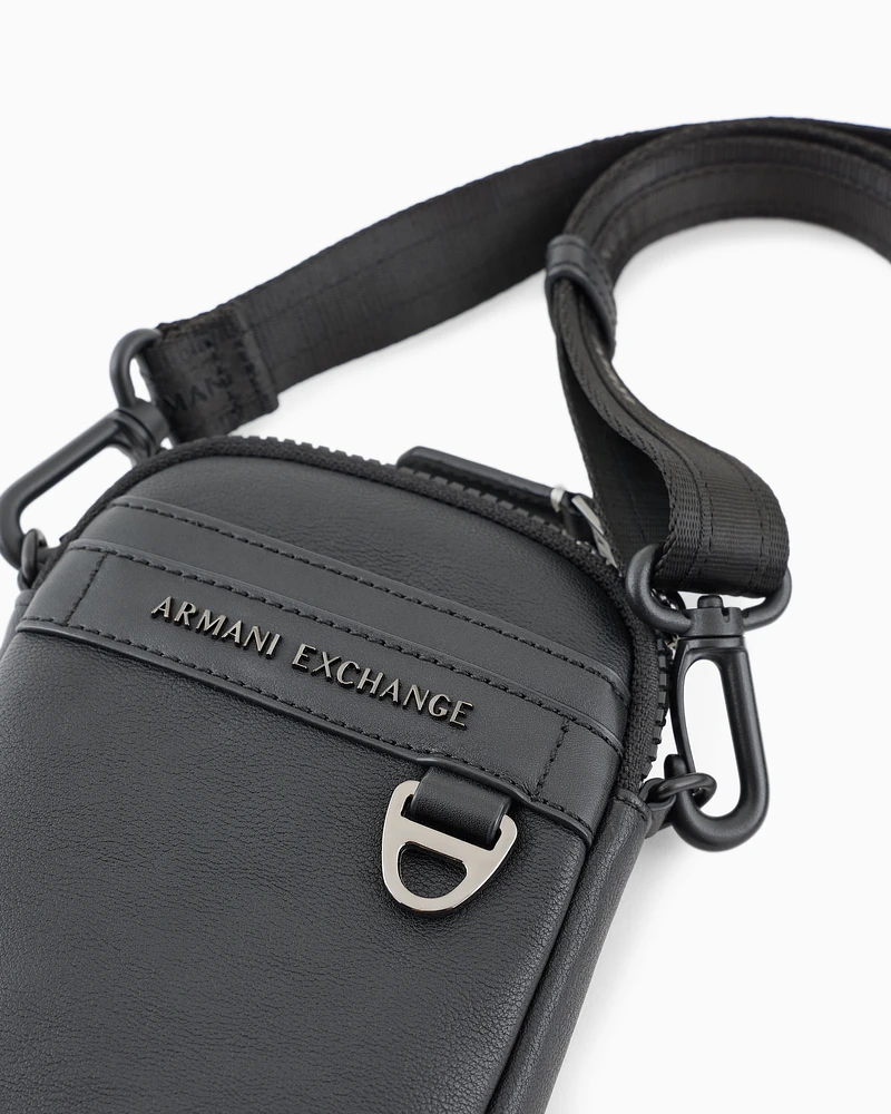 Armani Exchange - Small rectangular shoulder bag with hook, Man, Black, Size: TU
