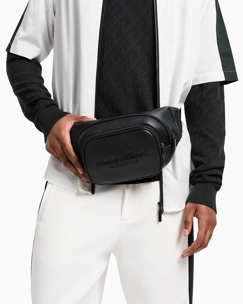Armani Exchange - Bum bag with embossed logo and two pockets, Man, Black, Size: TU