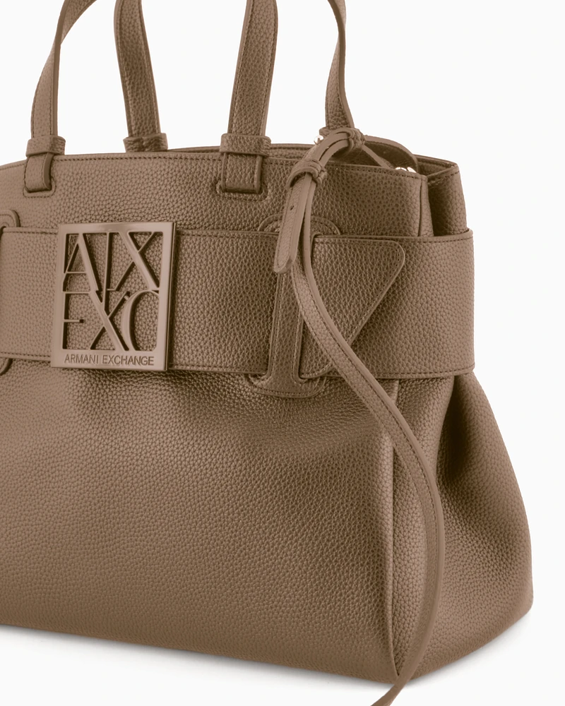 Armani Exchange - Handbag with ASV logo detail, Woman, Brown, Size: TU