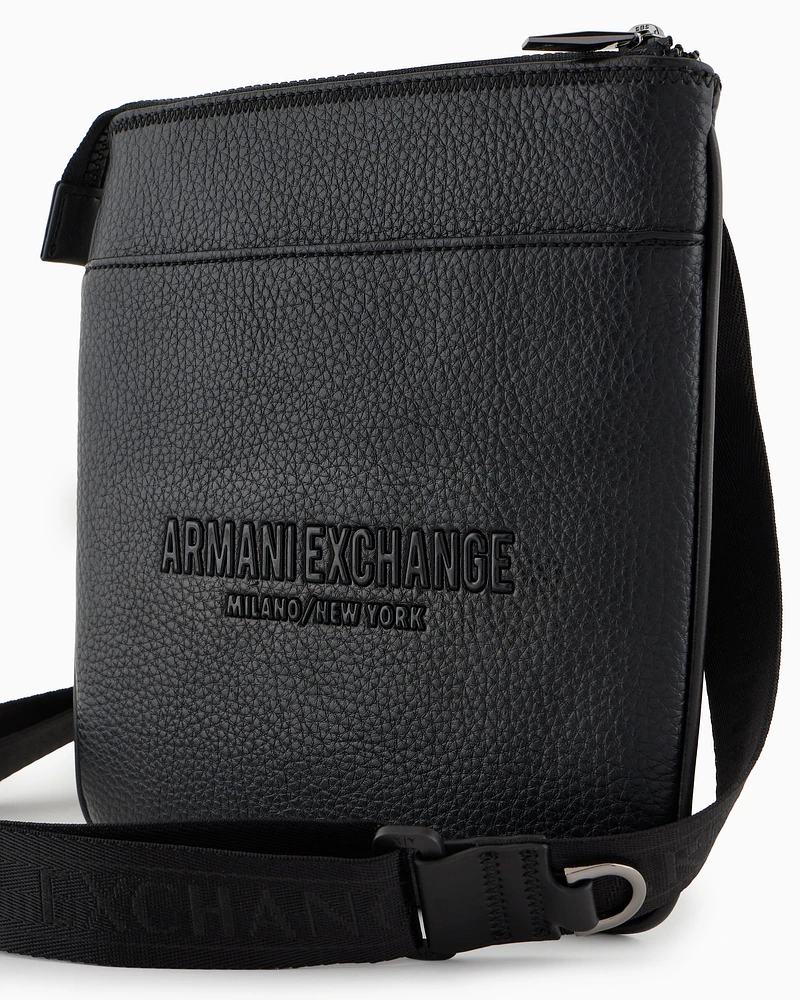 Armani Exchange - Flat shoulder bag with logo, Man, Black, Size: TU