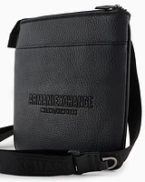 Armani Exchange - Flat shoulder bag with logo, Man, Black, Size: TU